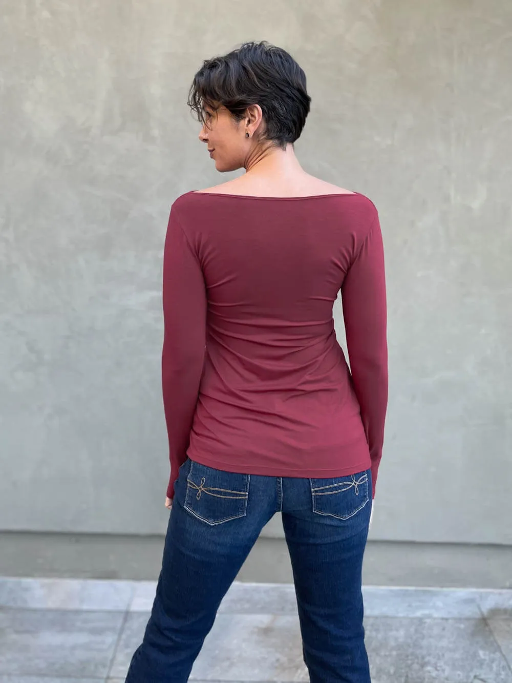 Long Sleeve Boatneck Top