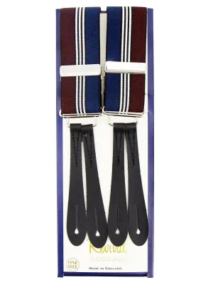 Navy & Maroon Stripe Braces with Black Leather Loops