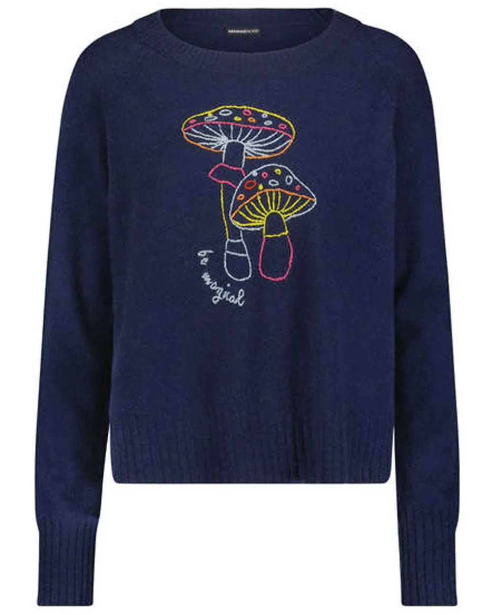 Navy Cashmere Shroom Crewneck Pullover