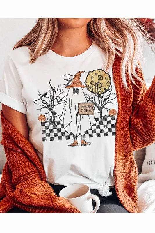 NEED RIDE TO SALEM HALLOWEEN GRAPHIC TEE PLUS SIZE