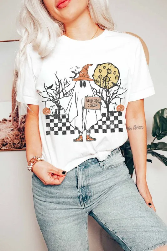 NEED RIDE TO SALEM HALLOWEEN GRAPHIC TEE PLUS SIZE