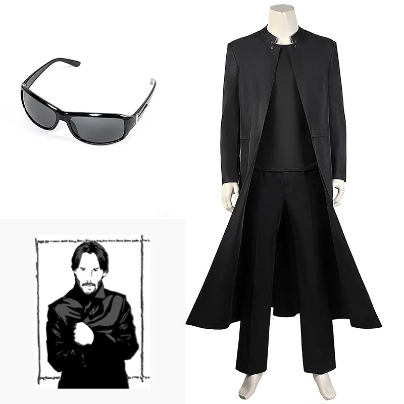 Neo The Matrix Costume The Matrix Resurrections Cosplay Black Coat Full Set