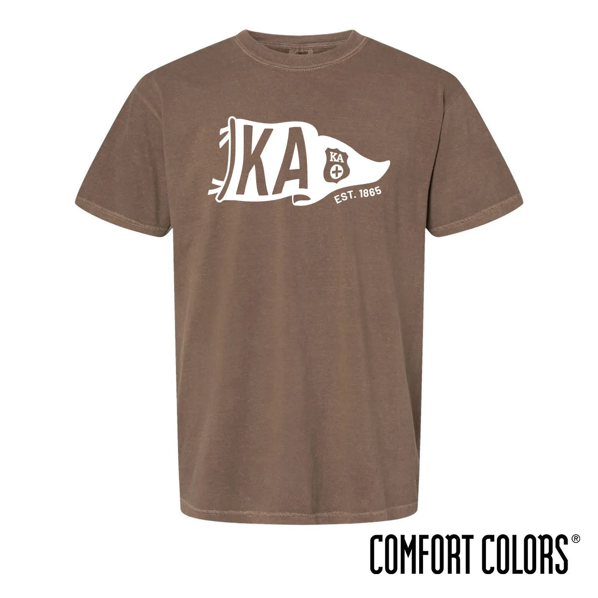 New! Kappa Alpha Comfort Colors Brown Pennant Short Sleeve Tee