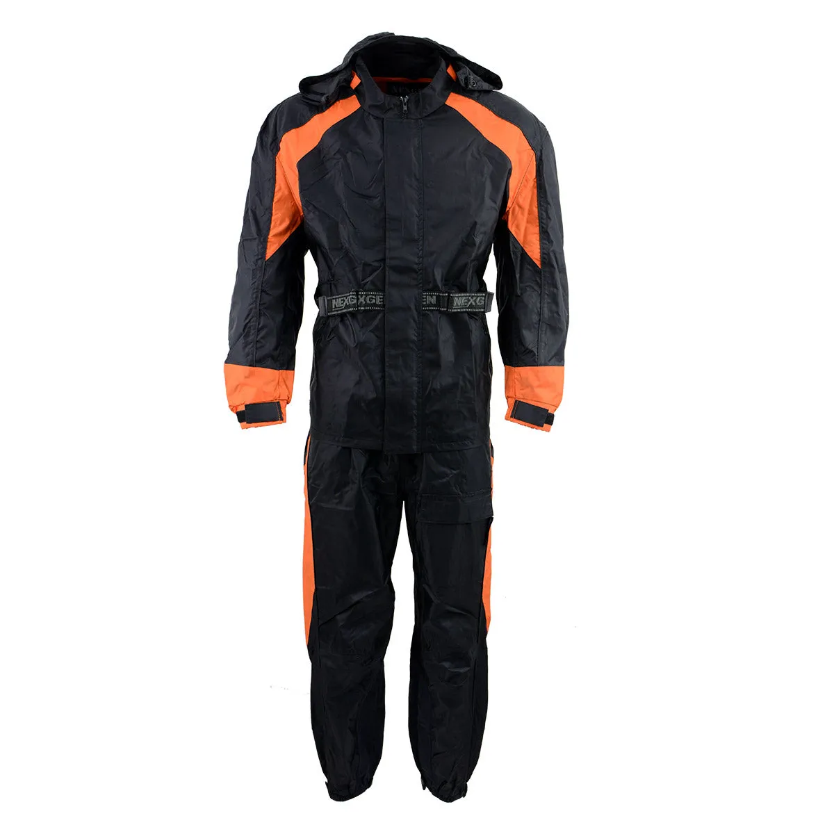 NexGen Men's SH2052 Black and Orange Hooded Water Proof Armored Rain