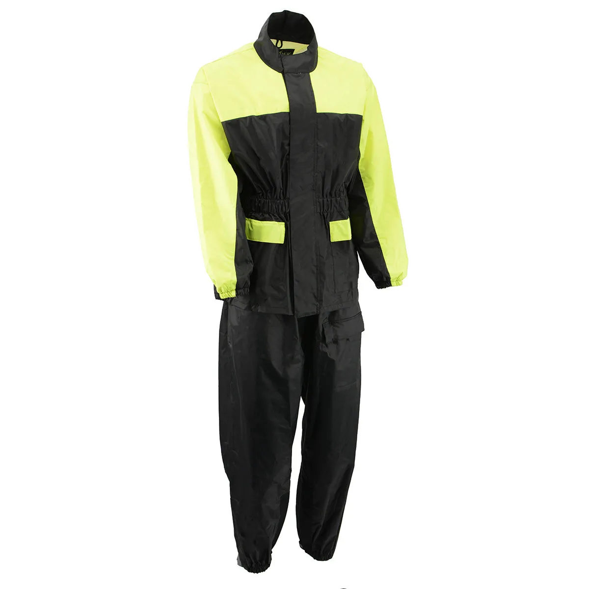 NexGen XS5031 Women's Yellow and Black Hi-Viz Water Proof Rain Suit with Cinch Sides