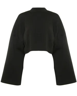 Noir Cropped Scuba Mockneck Sweatshirt