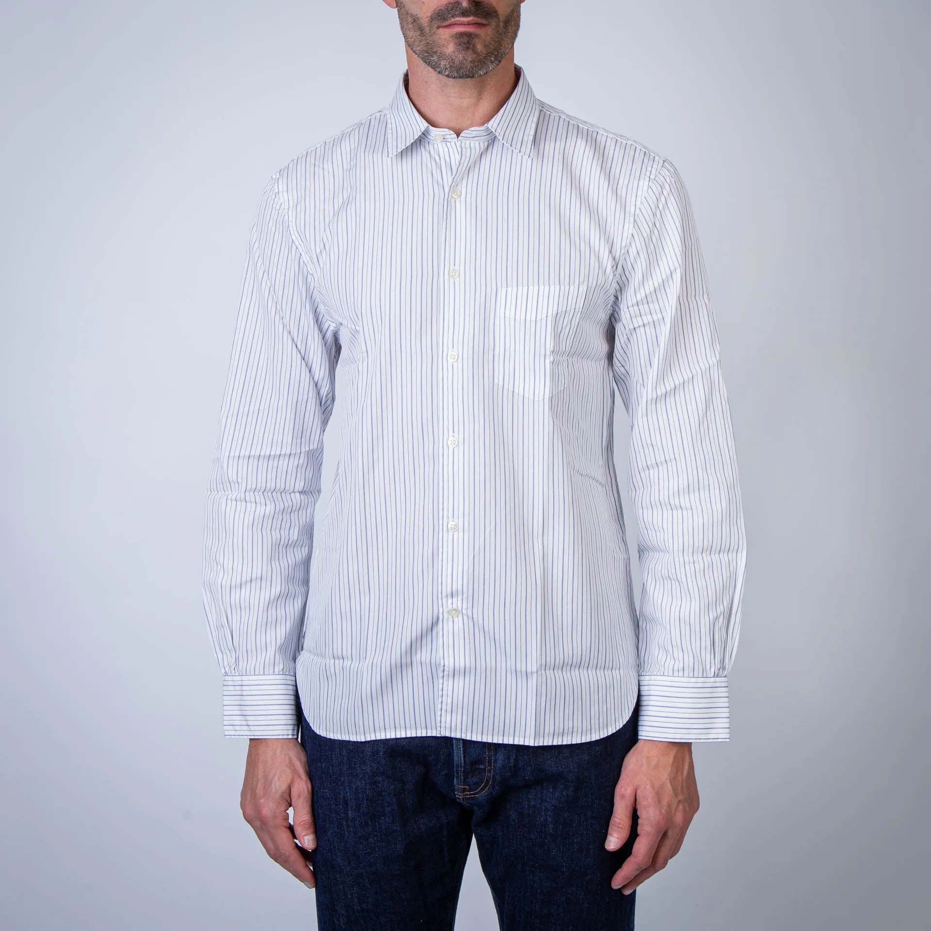 OFFICINE GENERALE SHIRT MSHI020 WHITE/NAVY