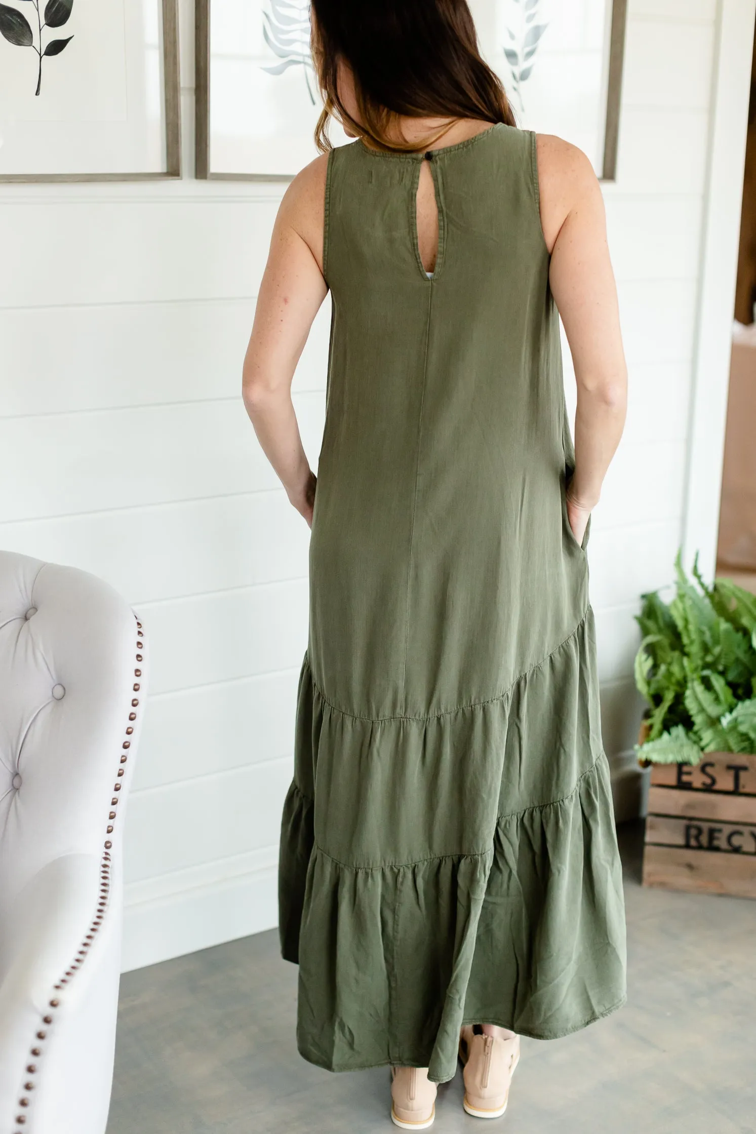 Olive Tiered Flowy Maxi Dress - FINAL SALE