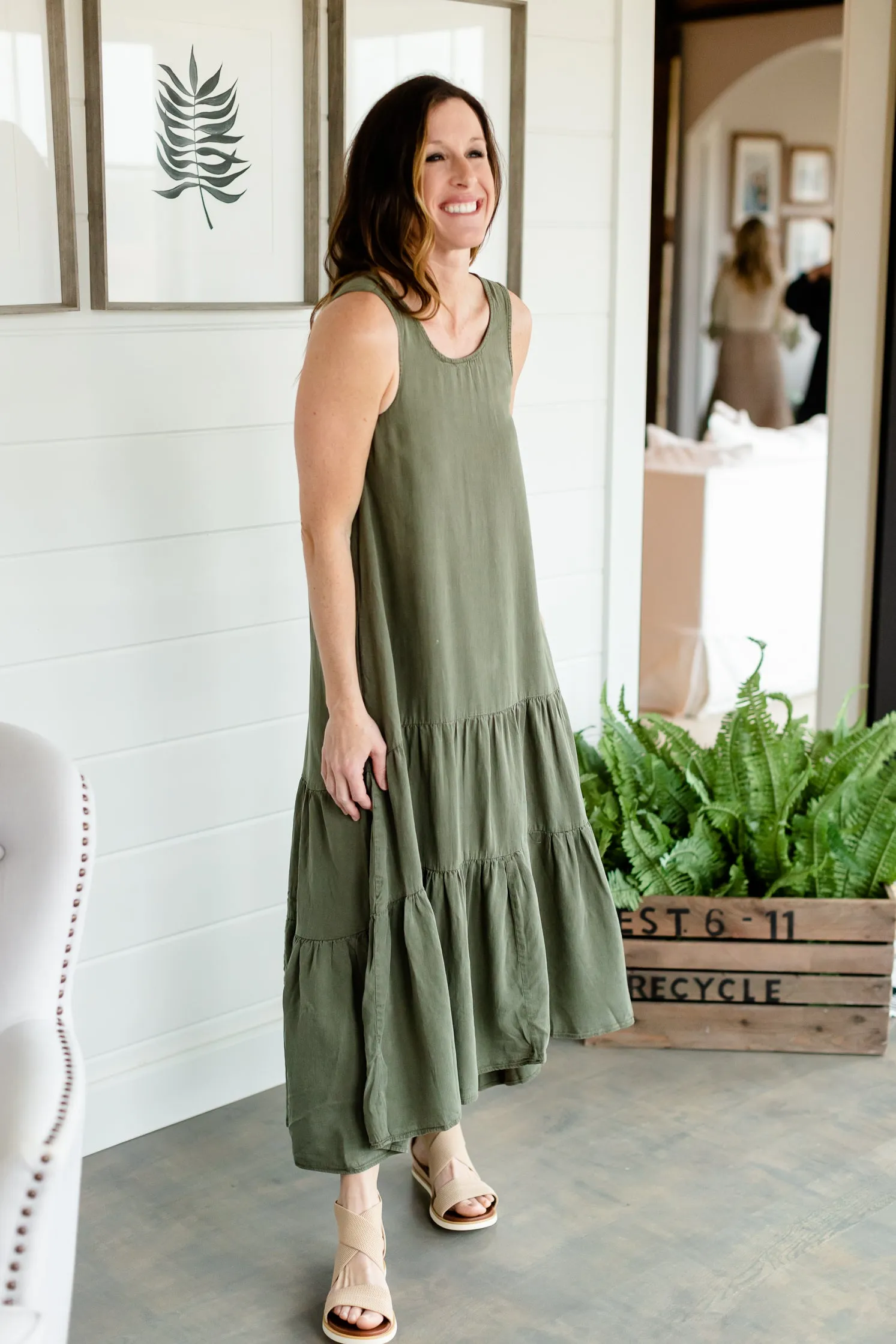 Olive Tiered Flowy Maxi Dress - FINAL SALE