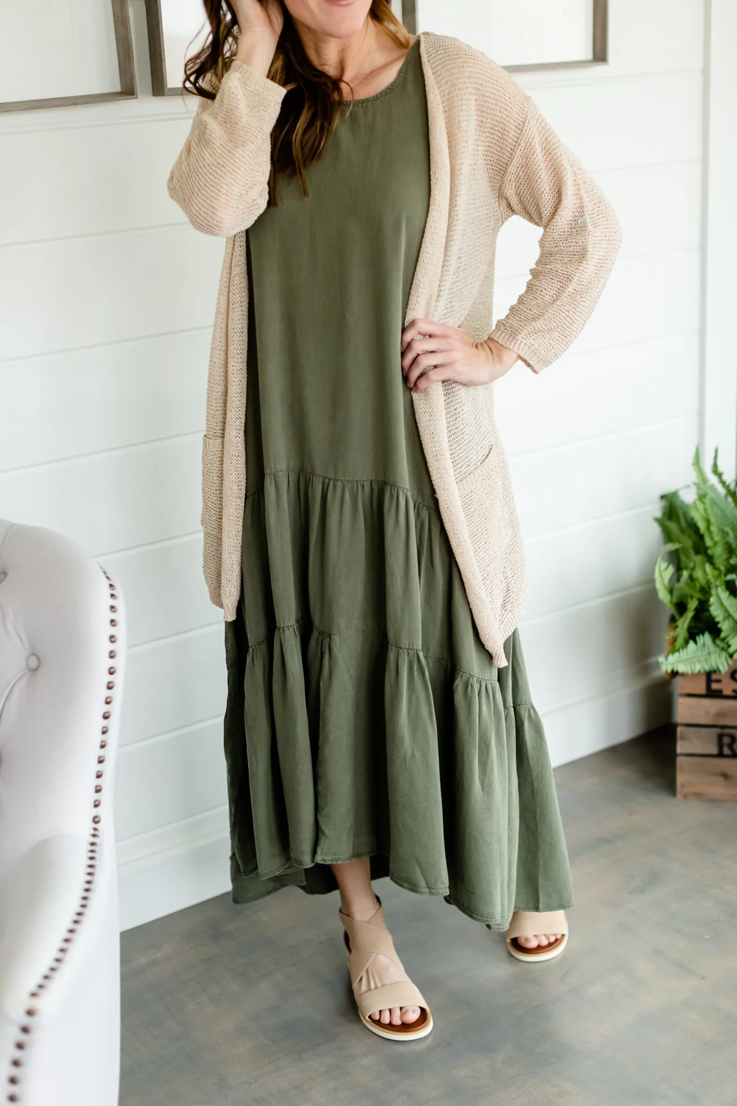 Olive Tiered Flowy Maxi Dress - FINAL SALE