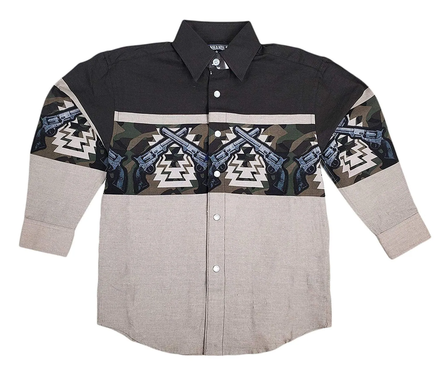 Panhandle Boy's Border Print Snaps Shirt C0S1122