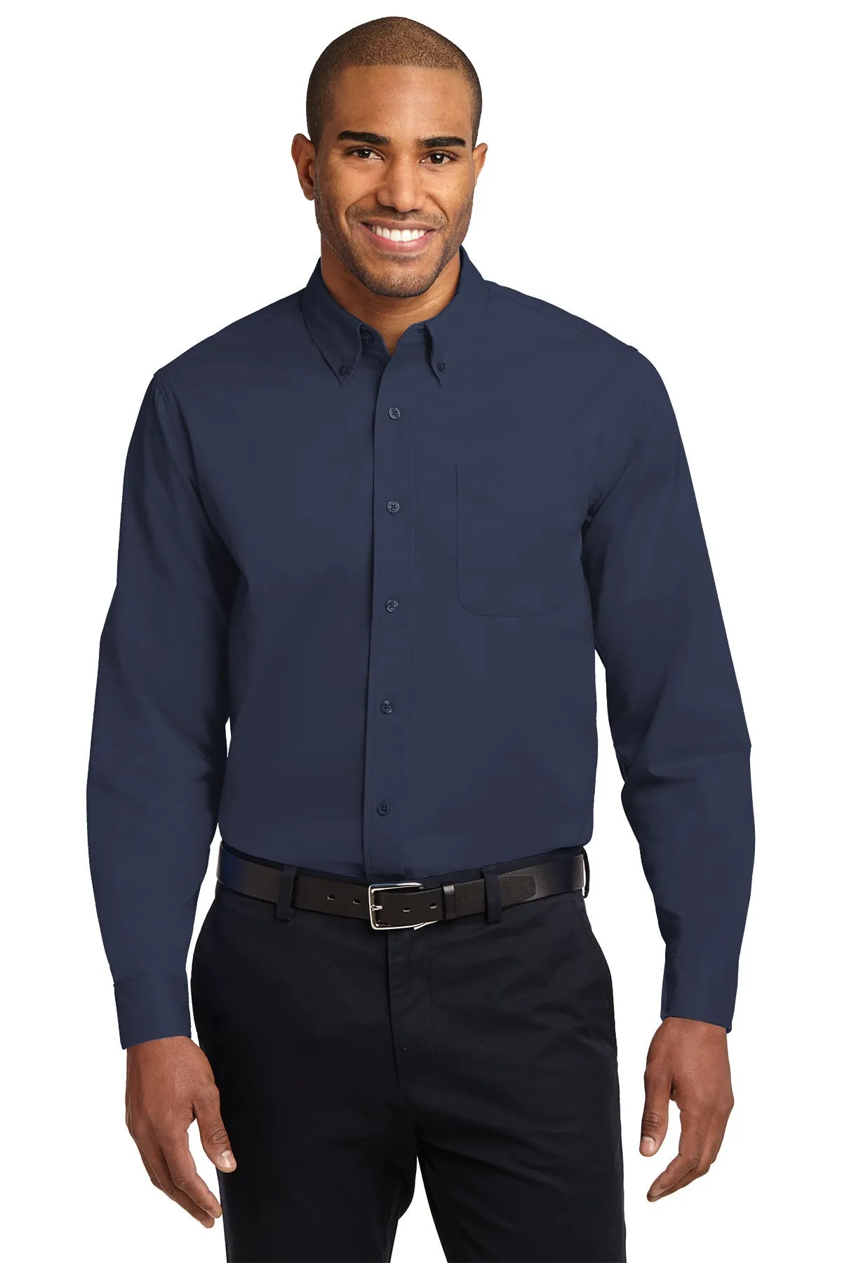 Port Authority Easy Care Custom Shirts, Navy/Light Stone