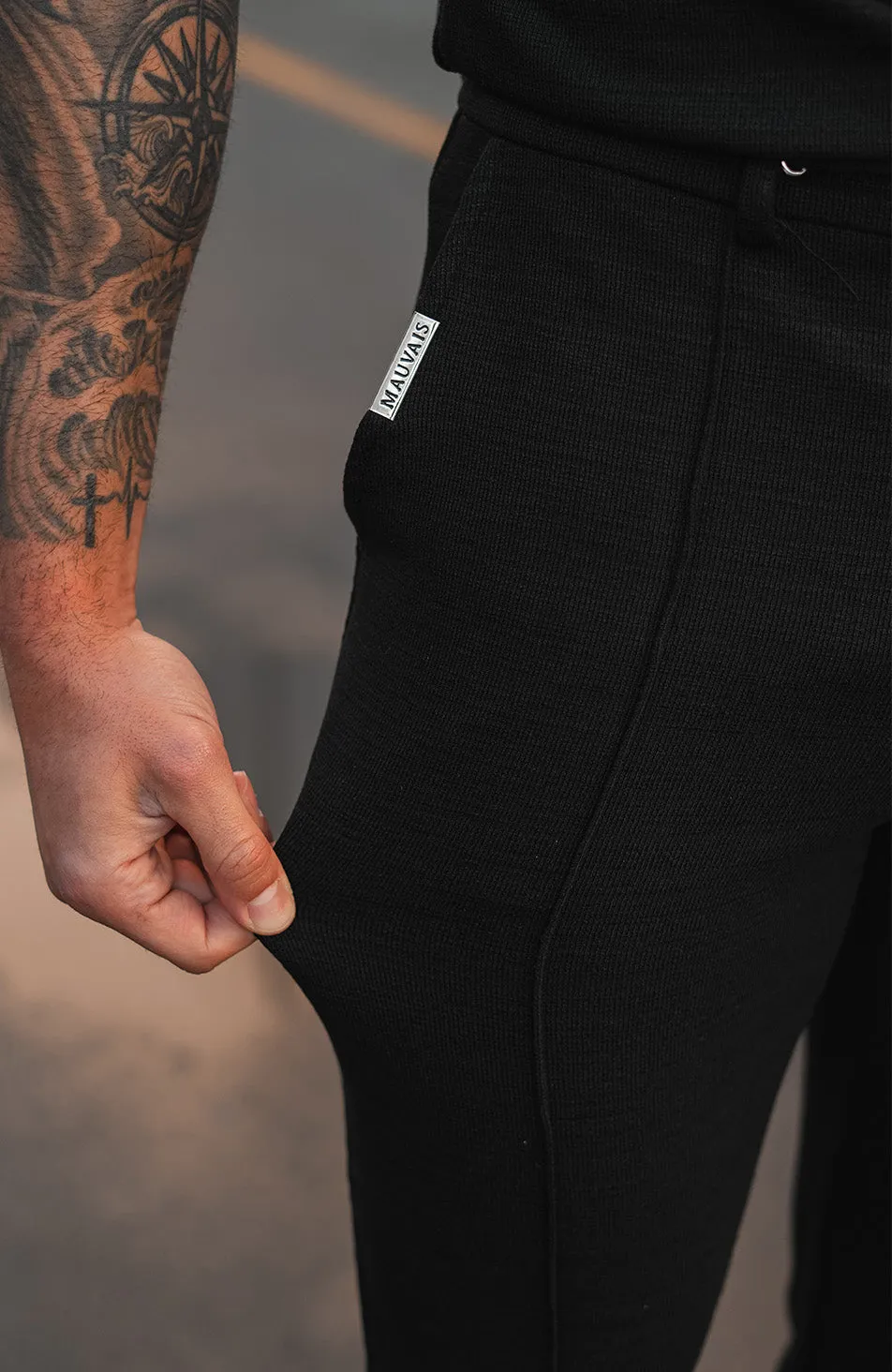 Premium Textured Pants in Black