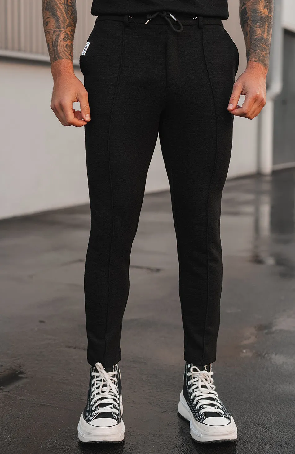 Premium Textured Pants in Black