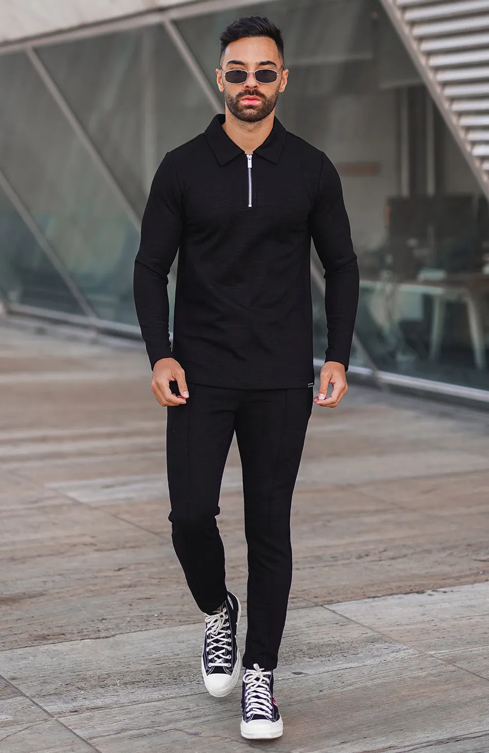 Premium Textured Pants in Black