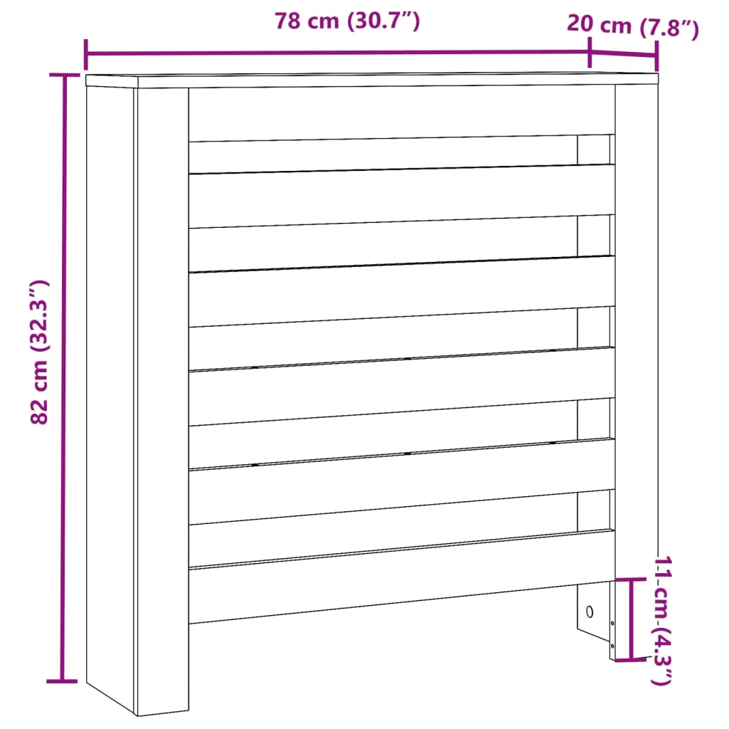 Radiator Cover Concrete Grey 78x20x82 cm Engineered Wood