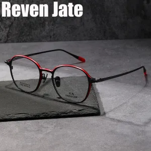 Reven Jate Unisex Full Rim Round Titanium Eyeglasses FM041