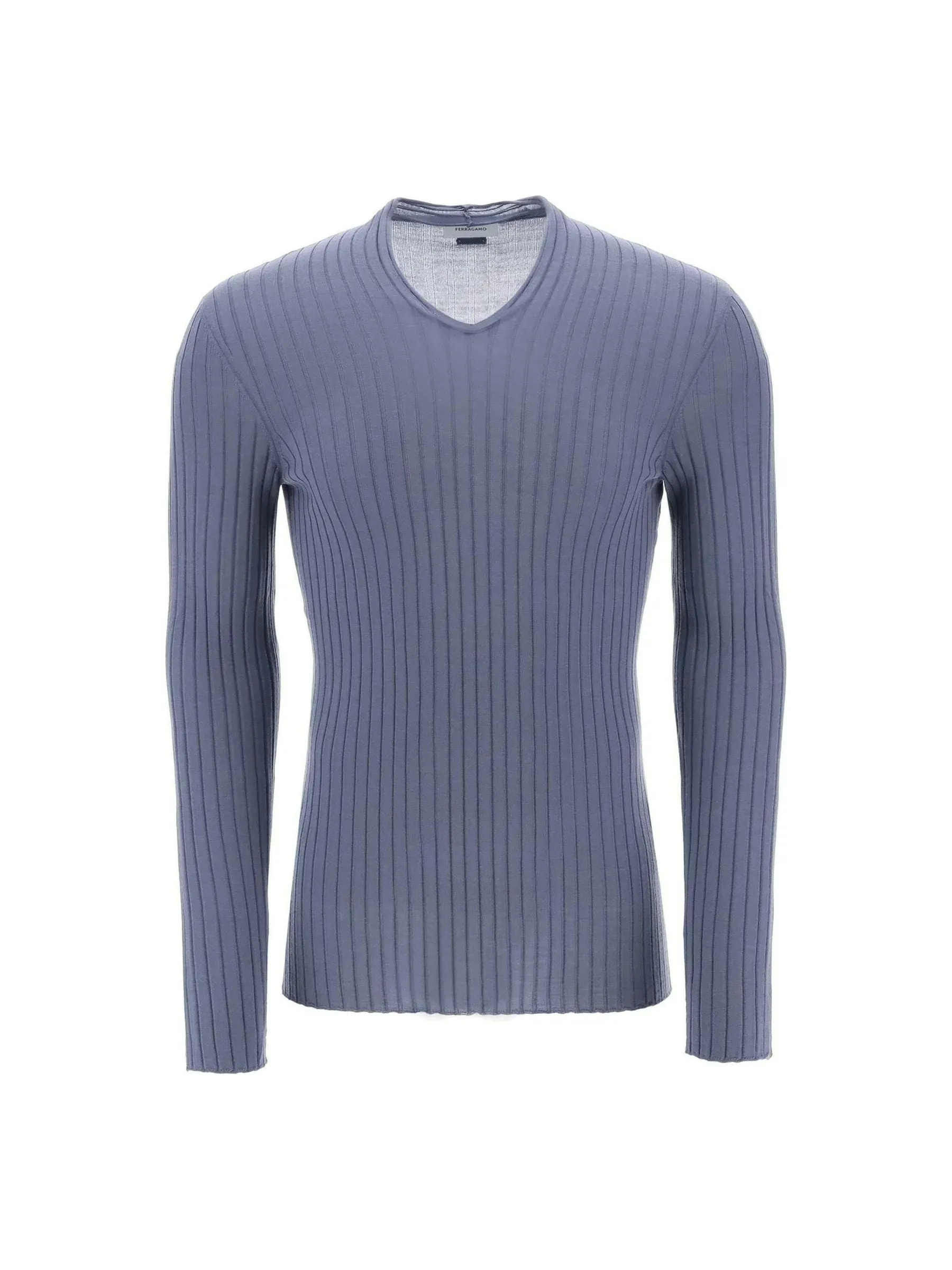 Ribbed V-Neck Organic Cotton Sweater