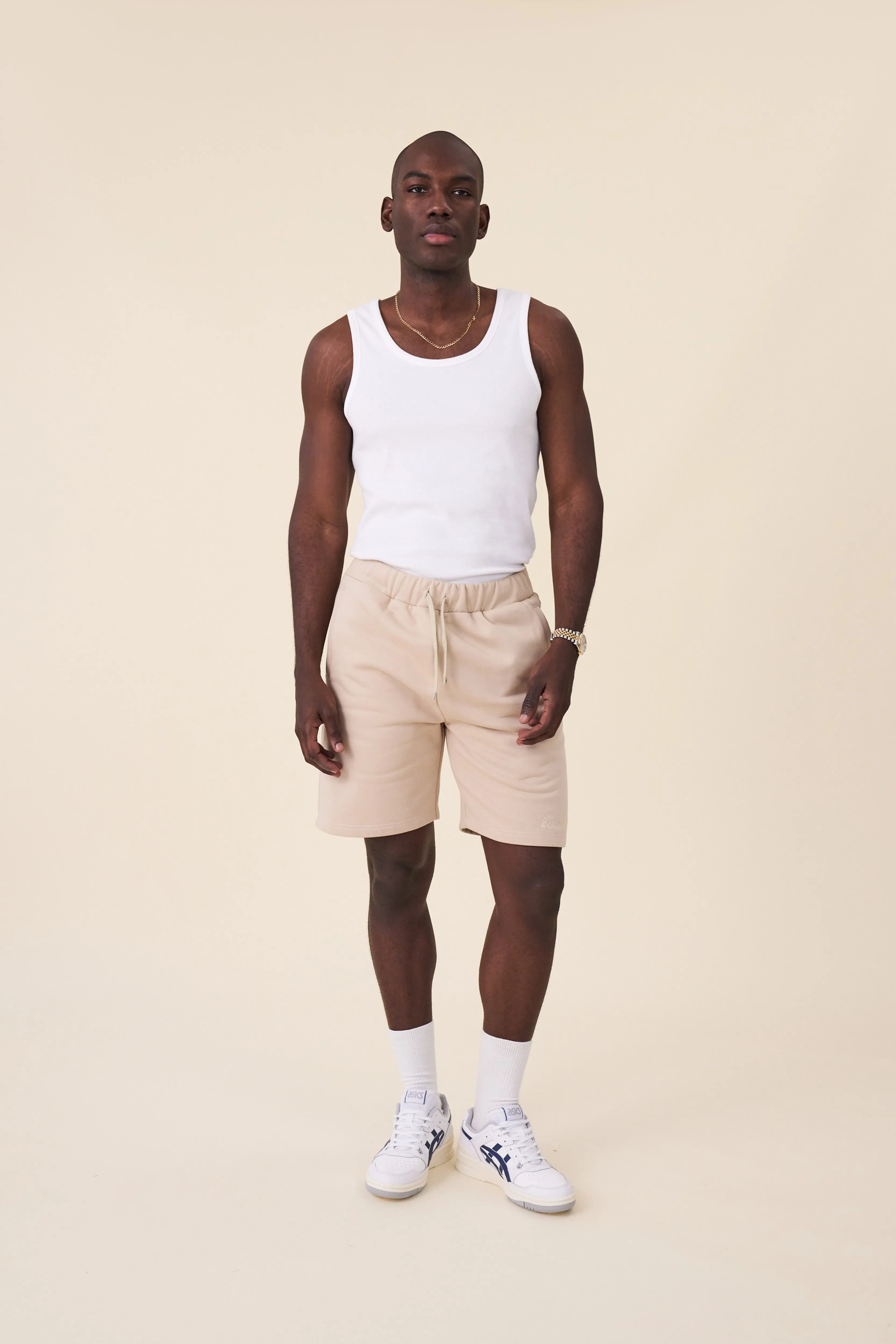 SCRIPT JOGGER SHORTS - FAWN