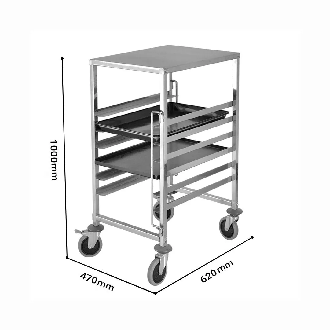 SOGA Gastronorm Trolley 7 Tier Stainless Steel Bakery Trolley Suits GN 1/1 Pans with Working Surface