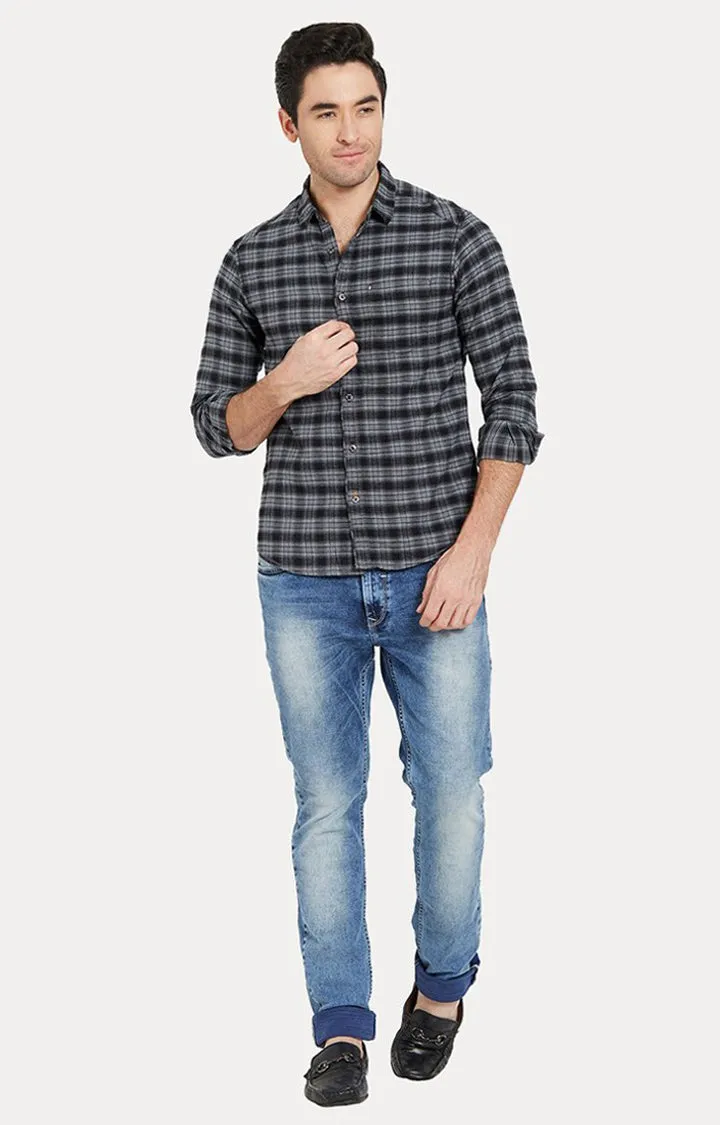 Spykar Men'S Black Cotton Checked Casual Shirts