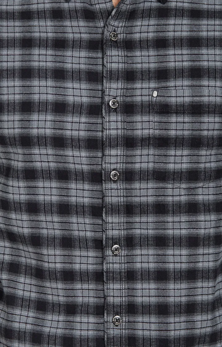 Spykar Men'S Black Cotton Checked Casual Shirts