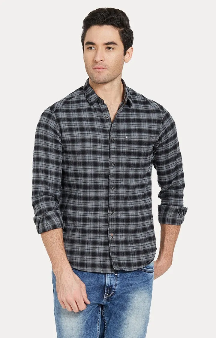 Spykar Men'S Black Cotton Checked Casual Shirts