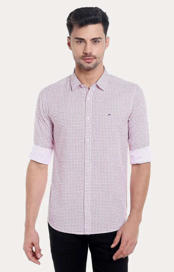 Spykar Men'S Pink Cotton Checked Casual Shirts