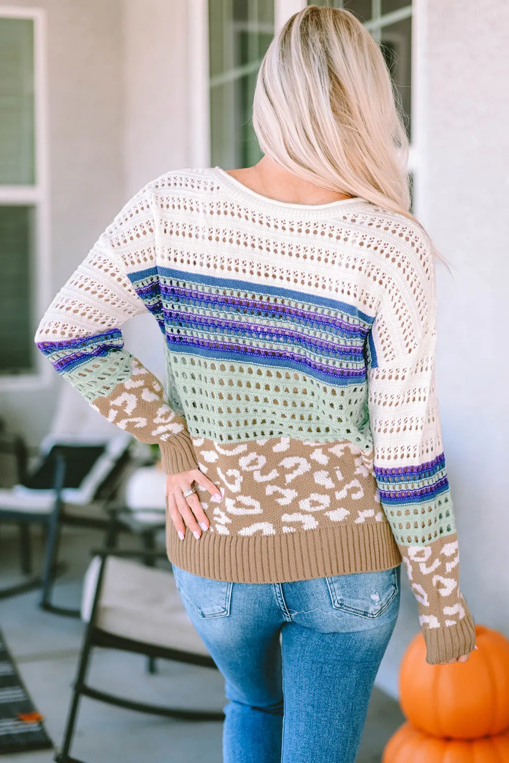 Striped Knit Crochet Sweater