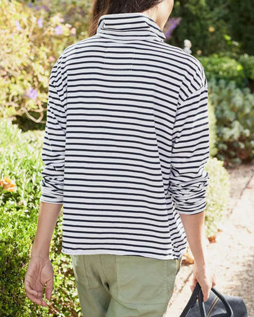 White and British Royal Navy Stripe Patrick Popover Henley