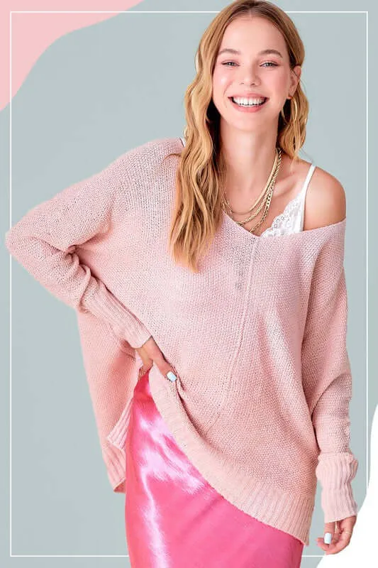 Winnie Relaxed Fit Side Slit Knit Sweater Top