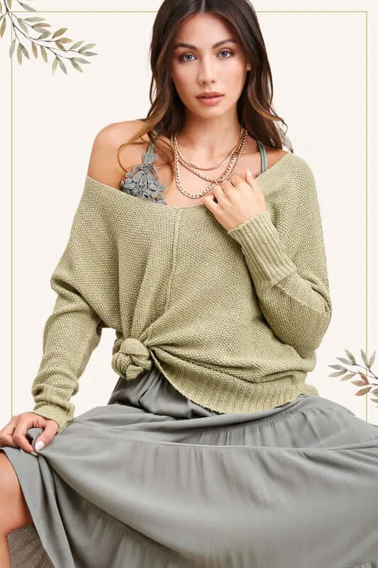 Winnie Relaxed Fit Side Slit Knit Sweater Top