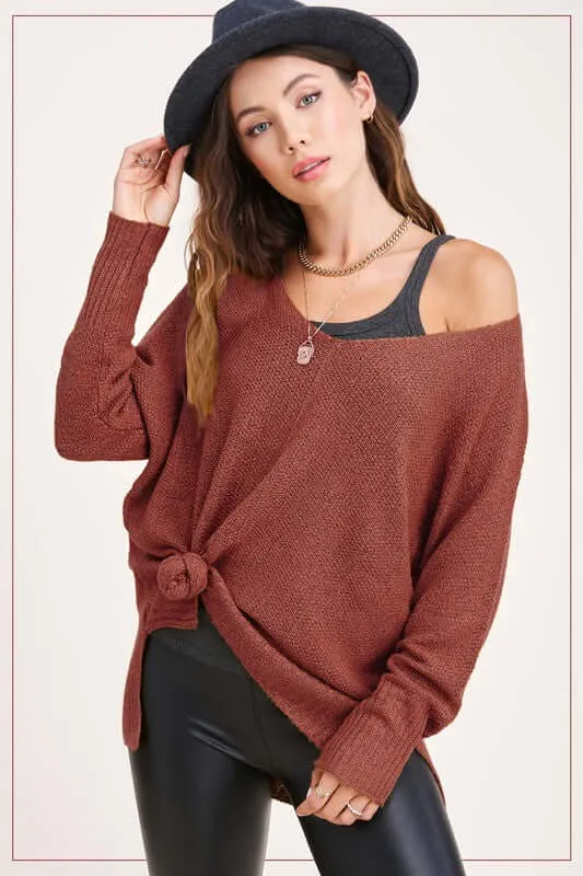 Winnie Relaxed Fit Side Slit Knit Sweater Top