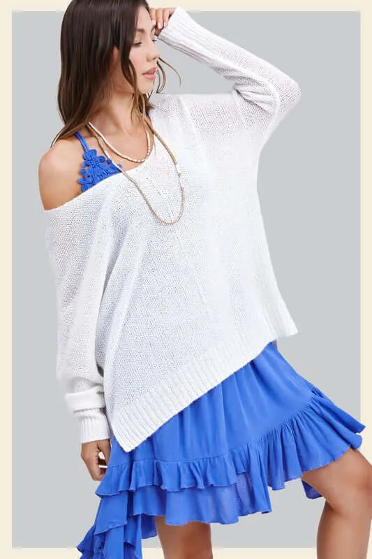 Winnie Relaxed Fit Side Slit Knit Sweater Top